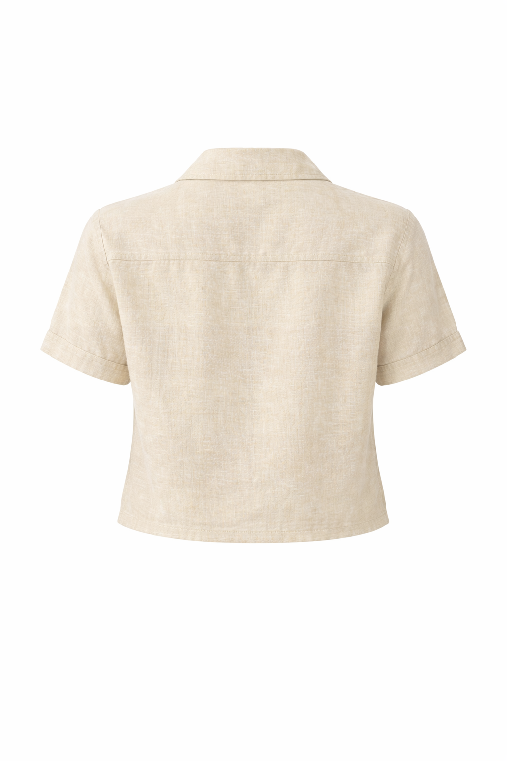 Beige Button Down Blouse with Tie | ICHI