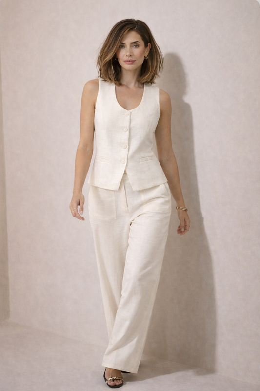 Almond Milk Tailored Vest | ICHI