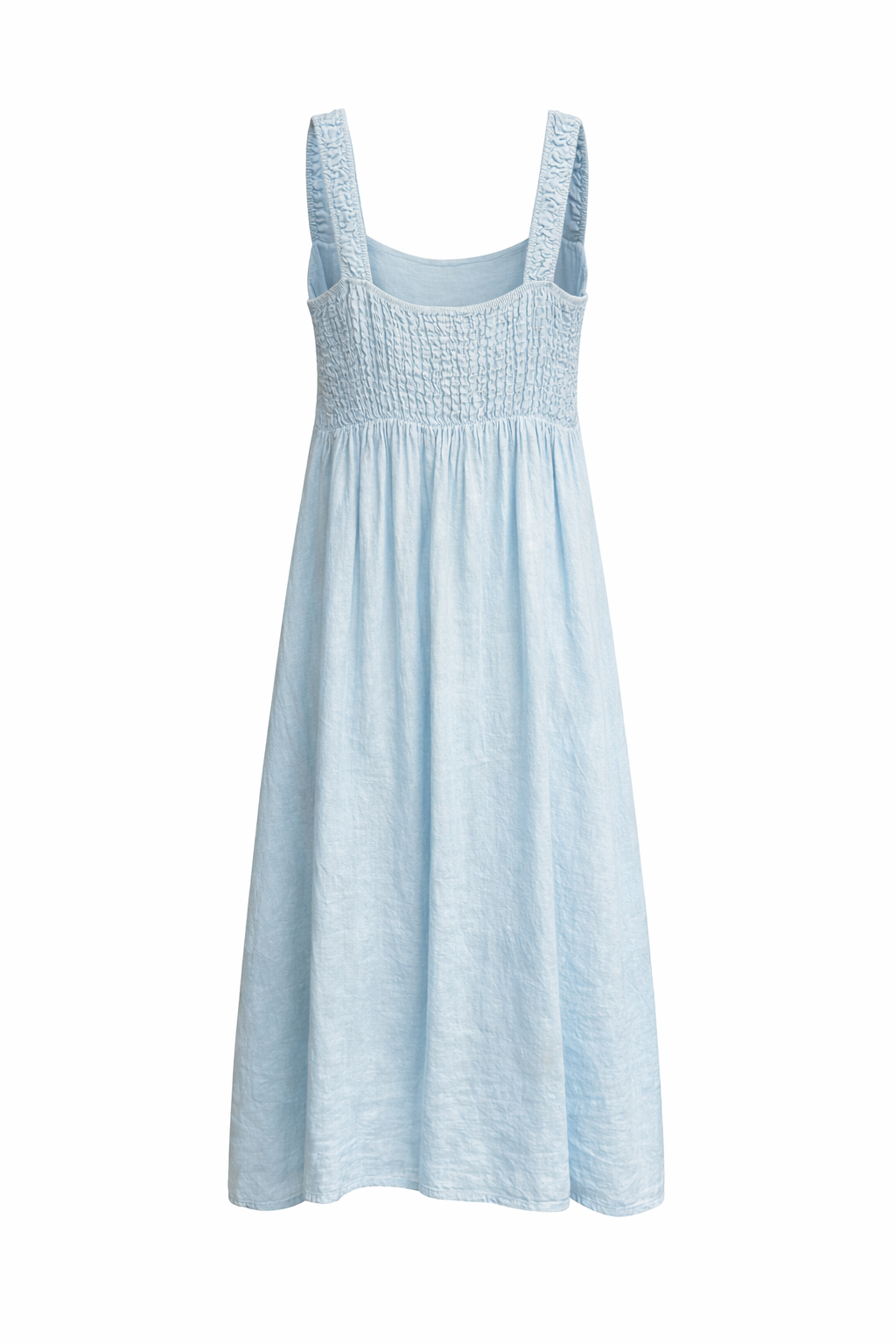Classic Linen Maxi Dress With Side Split - Sky Blue | Eternelle