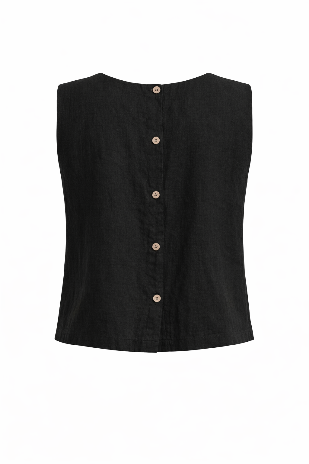 Linen Sleeveless Top – Black Lightweight Summer Blouse