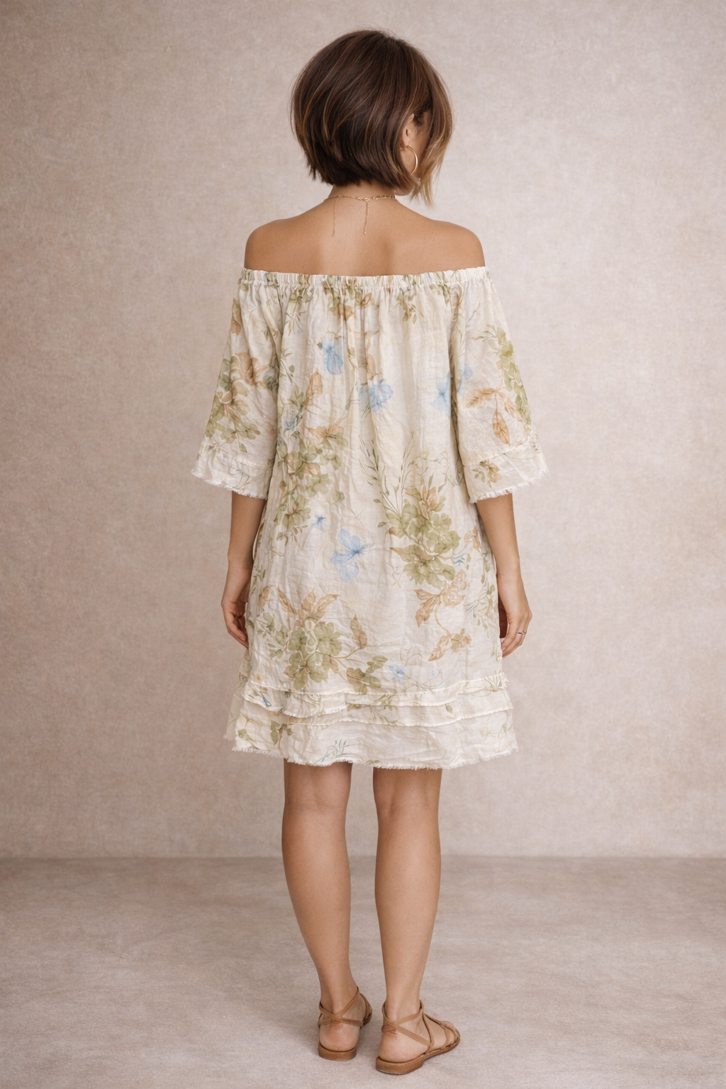 Floral Linen Ruffle Hem Dress by Sorella