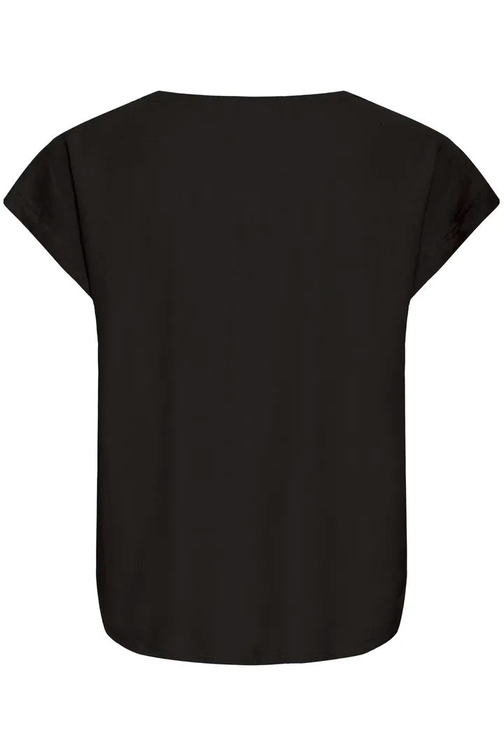 Black European Linen Blend V-Neck Sleeveless Blouse – Relaxed Fit | Lightweight Breathable Top