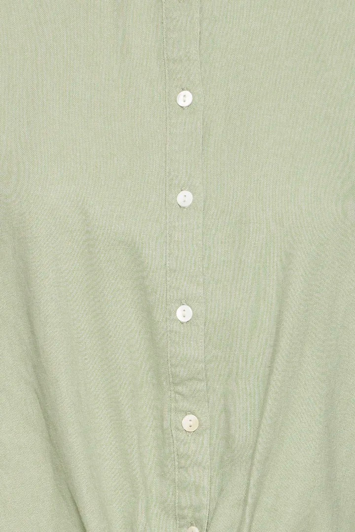 Sage Button Down Blouse with Tie | ICHI