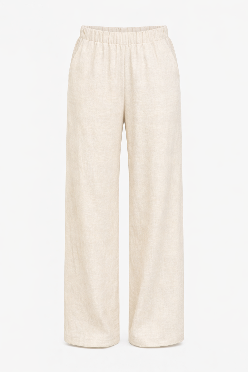Natural Linen Blend Wide-Leg Pants | ICHI