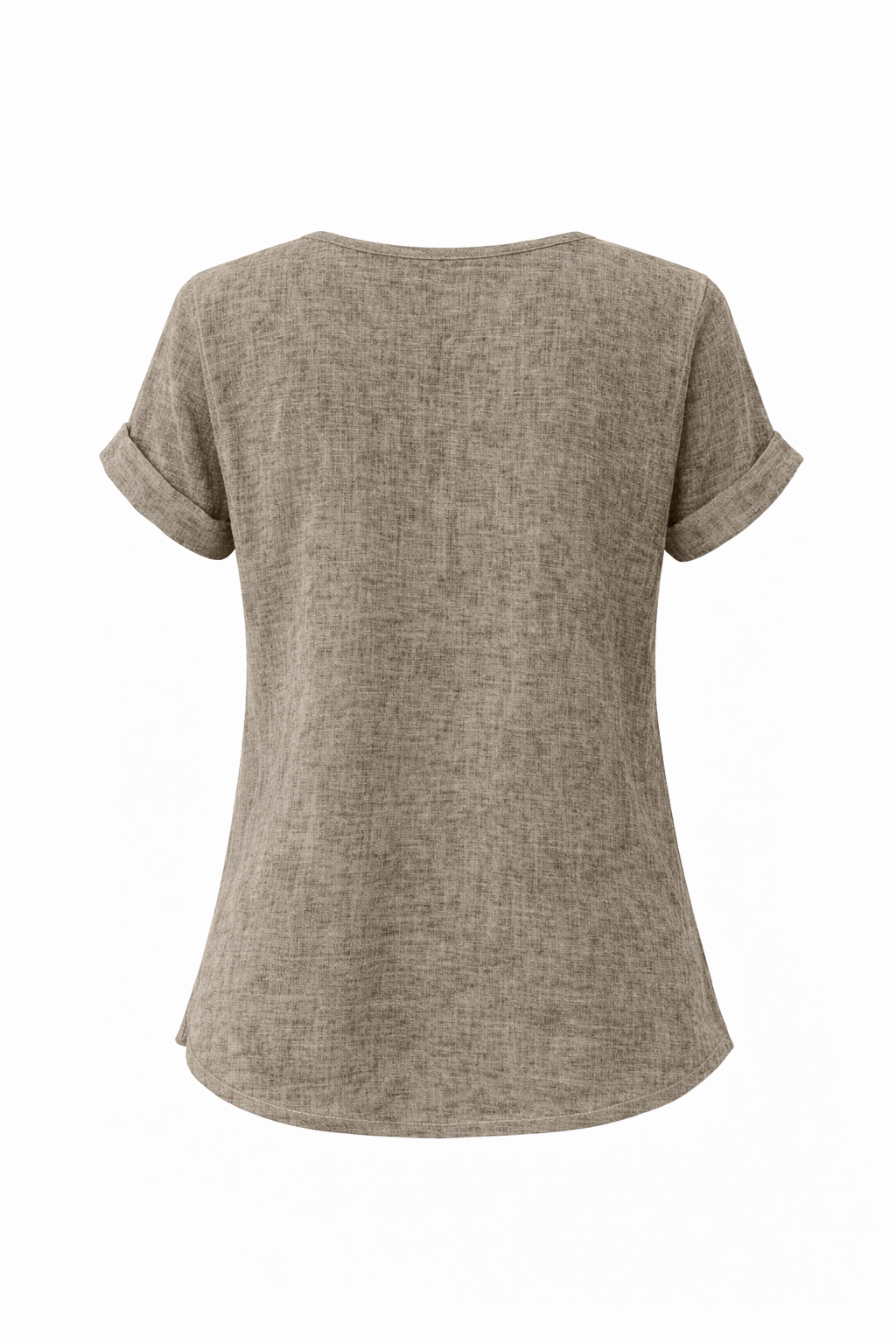 Breezy V-Neck Linen Tee - Fango