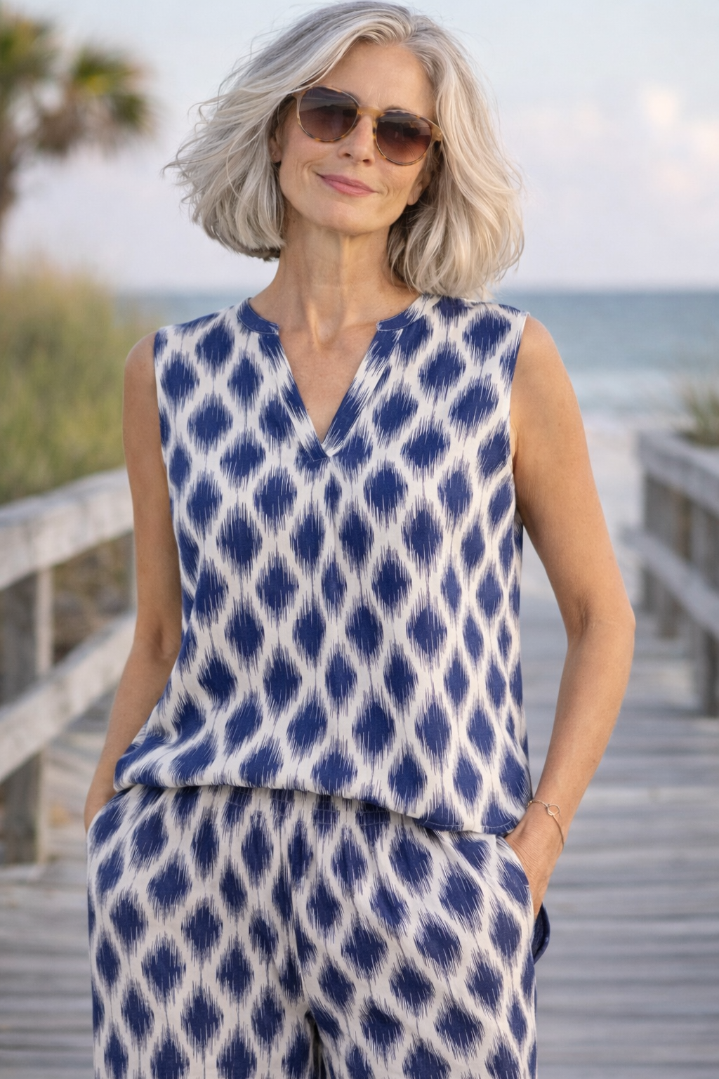 Sodalite Print Pull-On Pant by ICHI