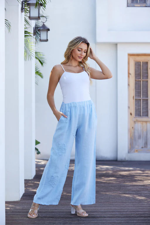Lila’s Bloom Stitch Pant - Powder Blue
