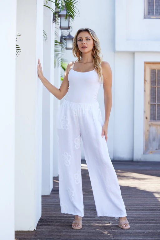 Lila’s Bloom Stitch Pant - White