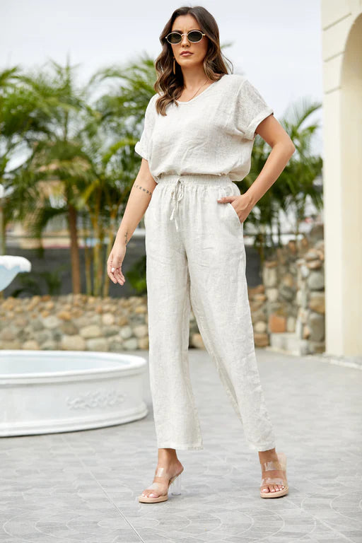 Anita's Relaxed Linen Pants - Beige