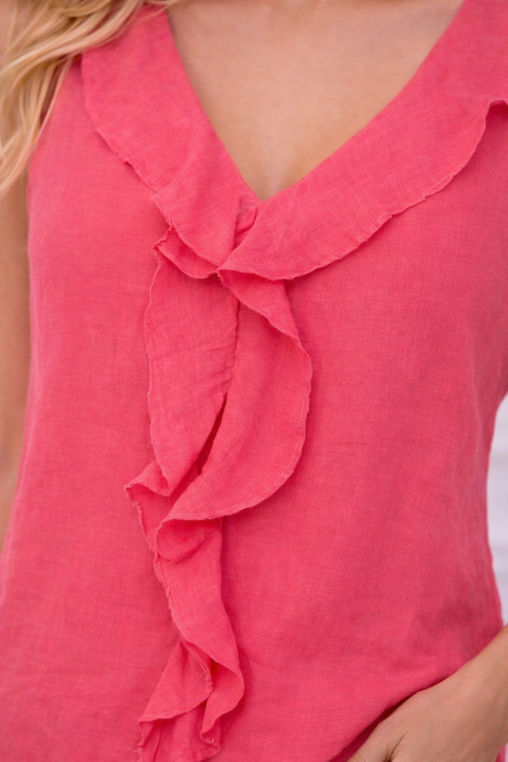 Juliet’s Frill Tank - Raspberry
