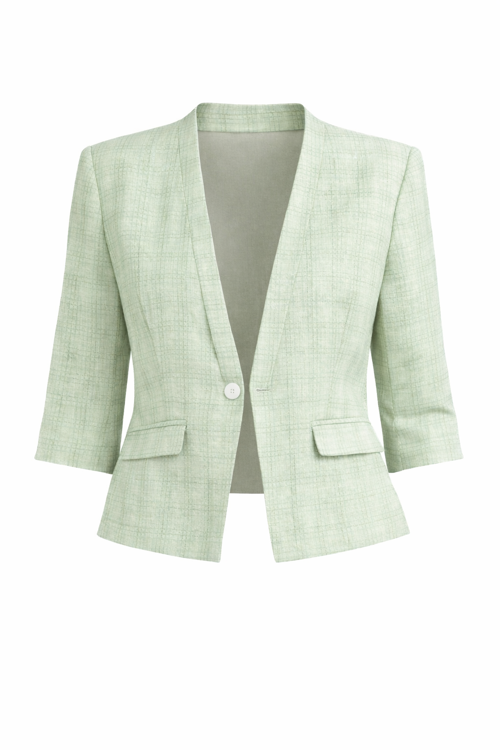 Sage Linen Blend Cropped Blazer