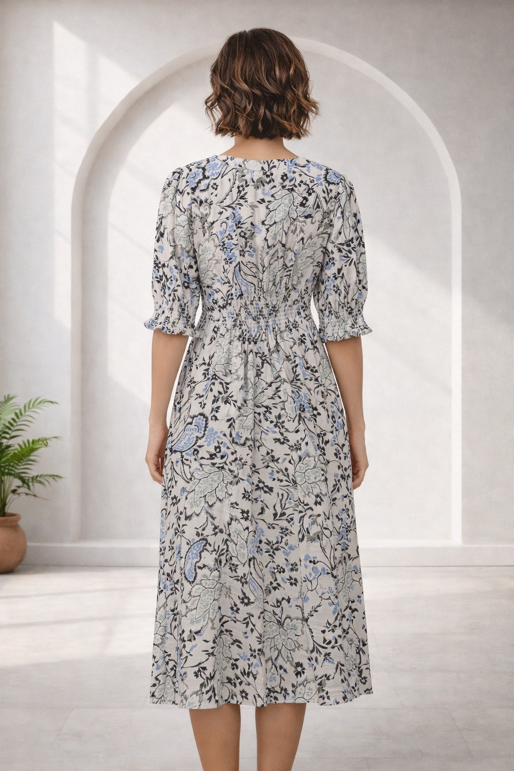 Botanical Button Down Midi Dress | Fransa