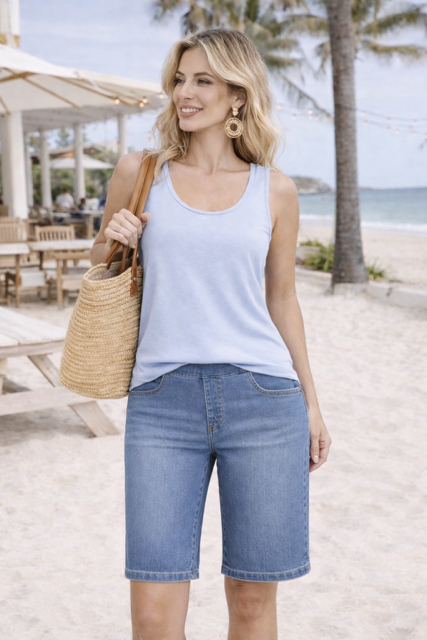 Point Zero Pull-On Tummy Control Denim Shorts – Stretch Comfort Fit