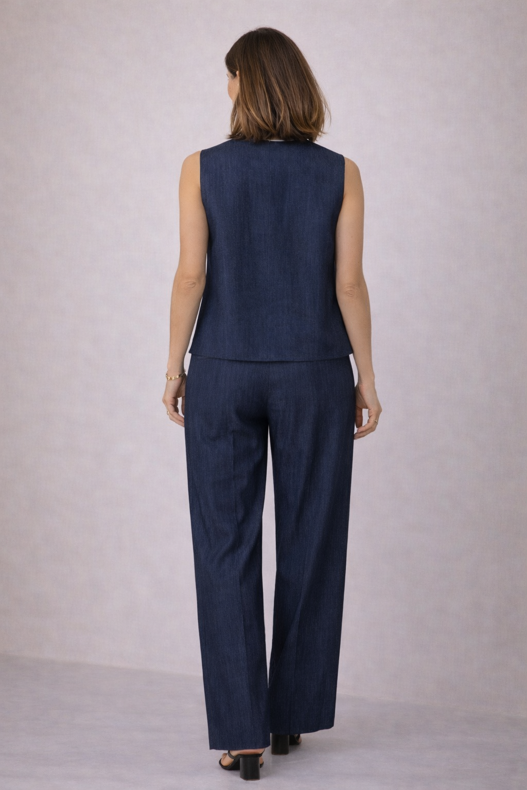 Indigo Tailored Wide-Leg Pants