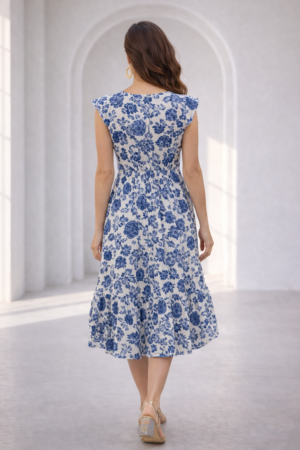 Blue Bloom Midi Dress by Papa Vancouver