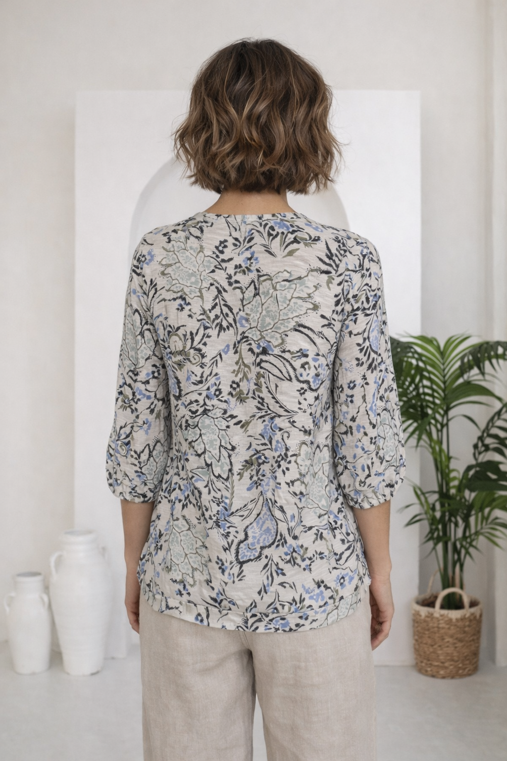 Botanical V-Neck Blouse | FRANSA