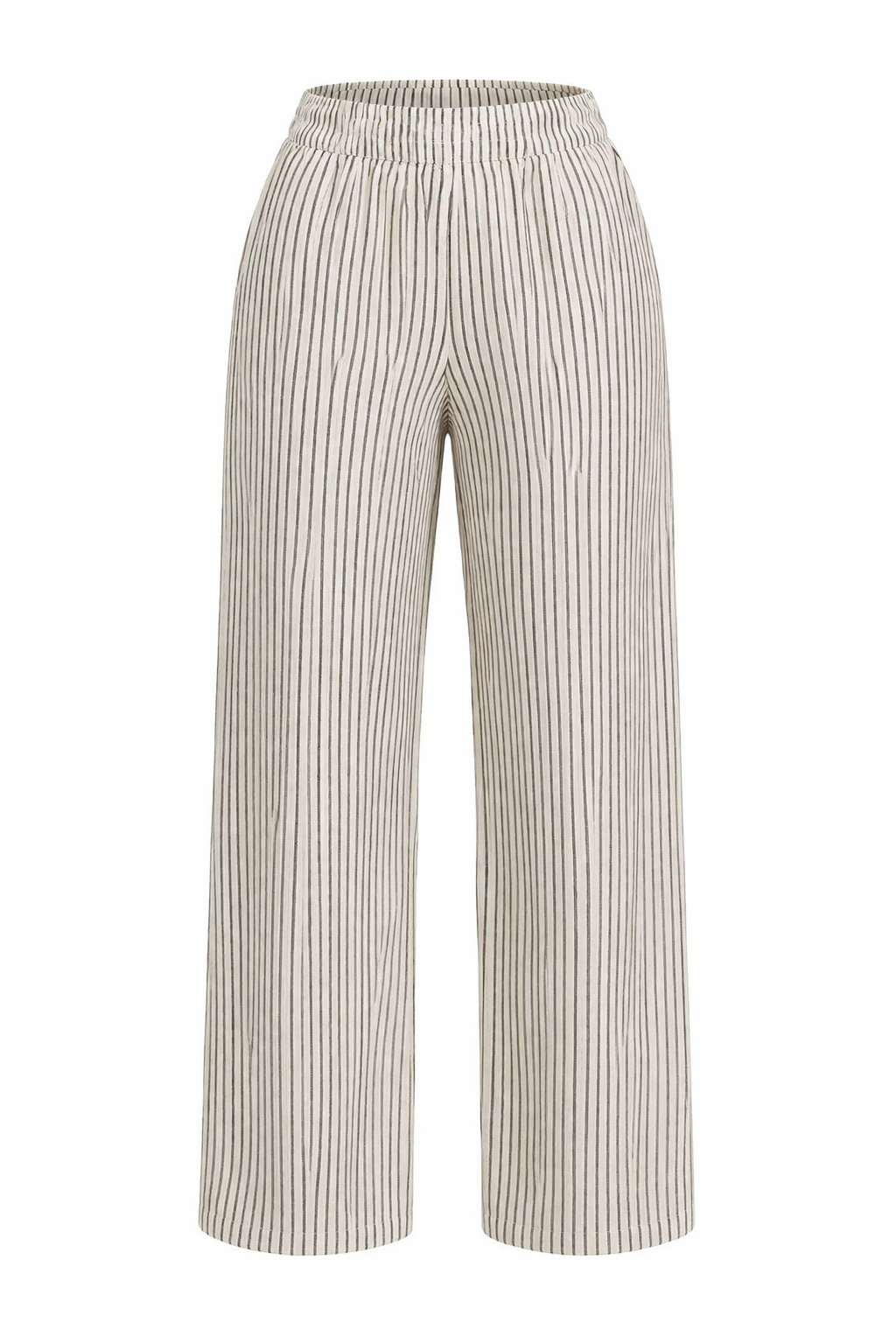 Striped Lightweight Linen Blend Pants Natural Beige | b.young