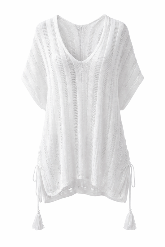 Lightweight Beach Cover-Up Tunic – V-Neck Relaxed Fit | Easy Care Summer Layer