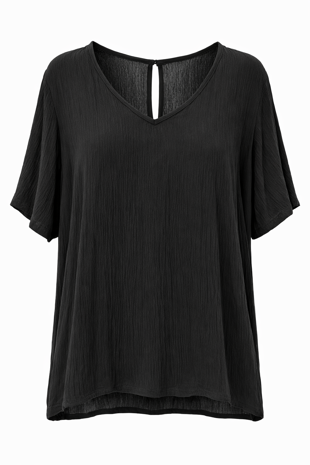 Short Sleeve Crepe Lightweight & Flowy Top | Blue or Black