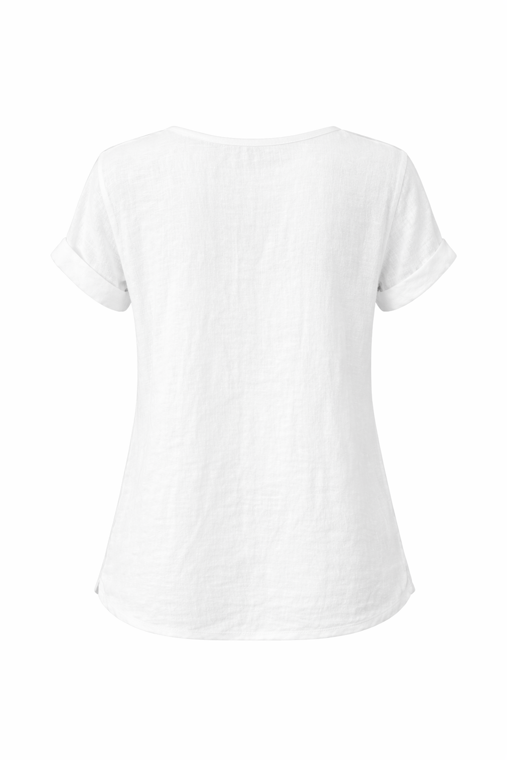 Breezy V-Neck Linen Tee - White