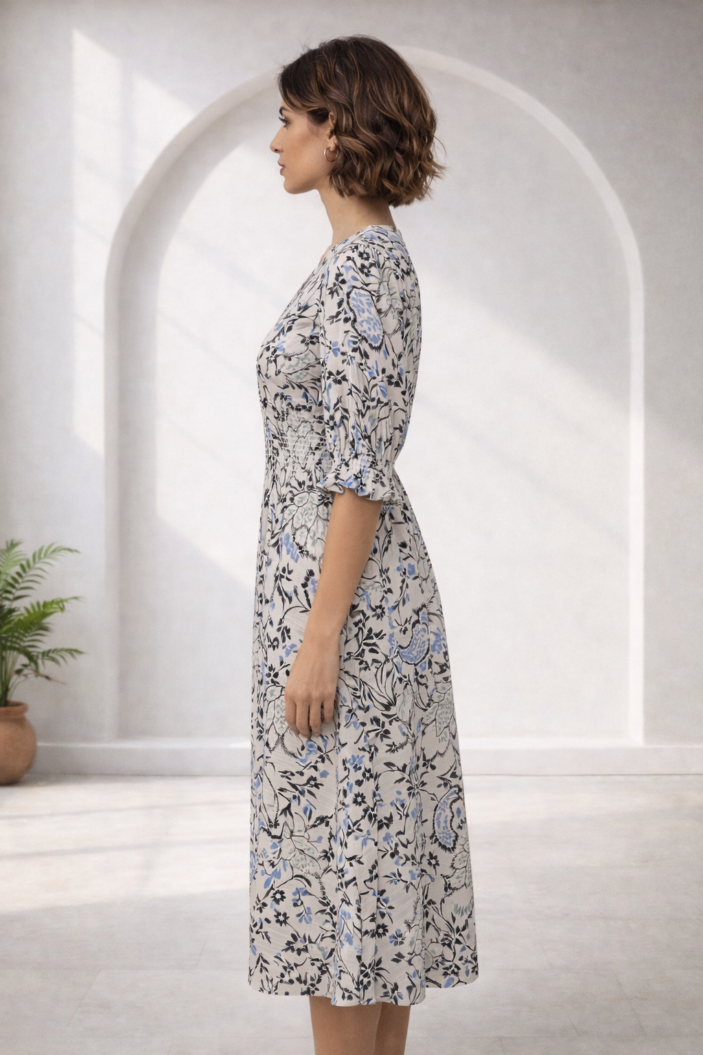 Botanical Button Down Midi Dress | Fransa