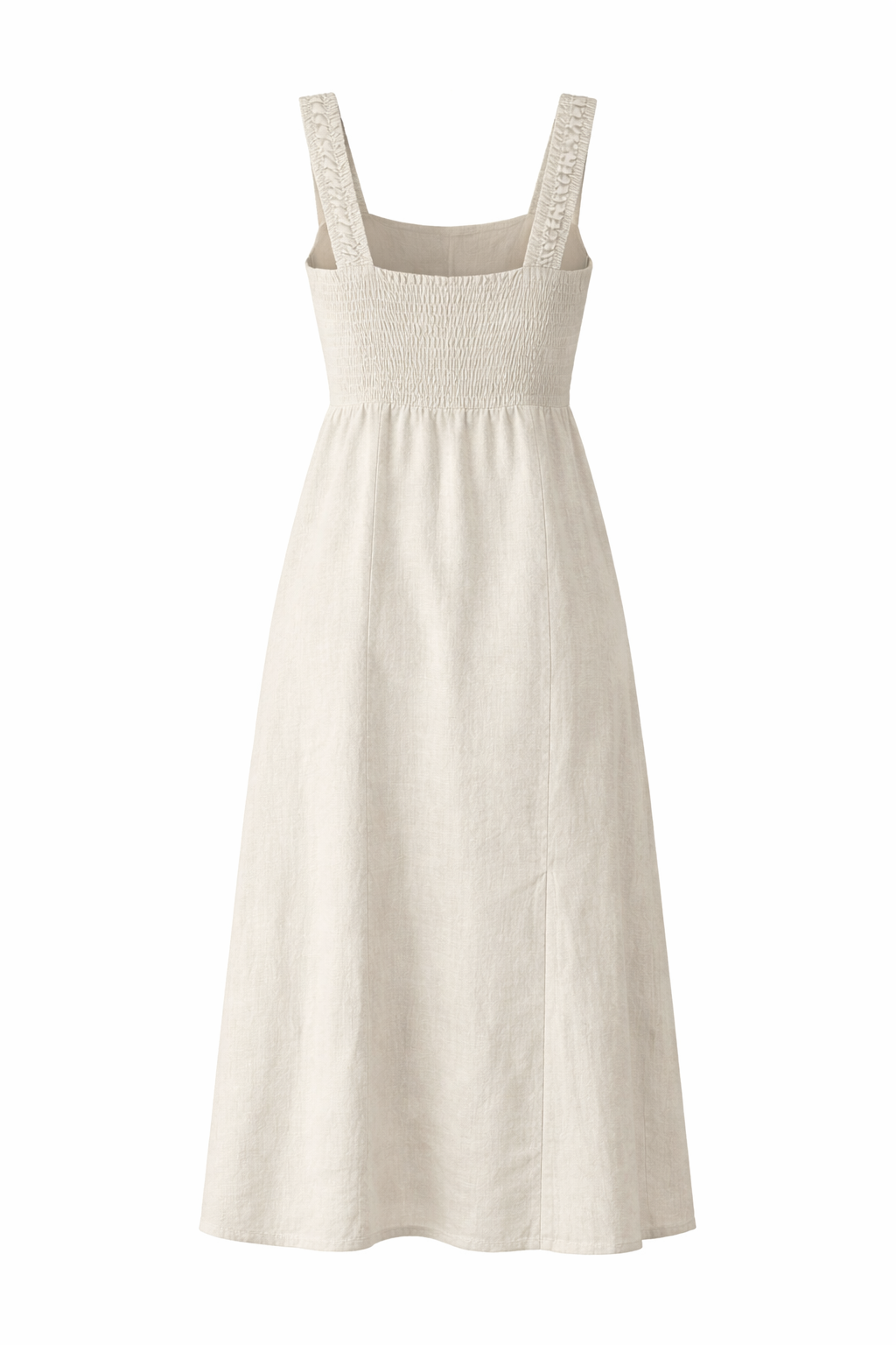 Classic Linen Maxi Dress With Side Split - Beige | Eternelle