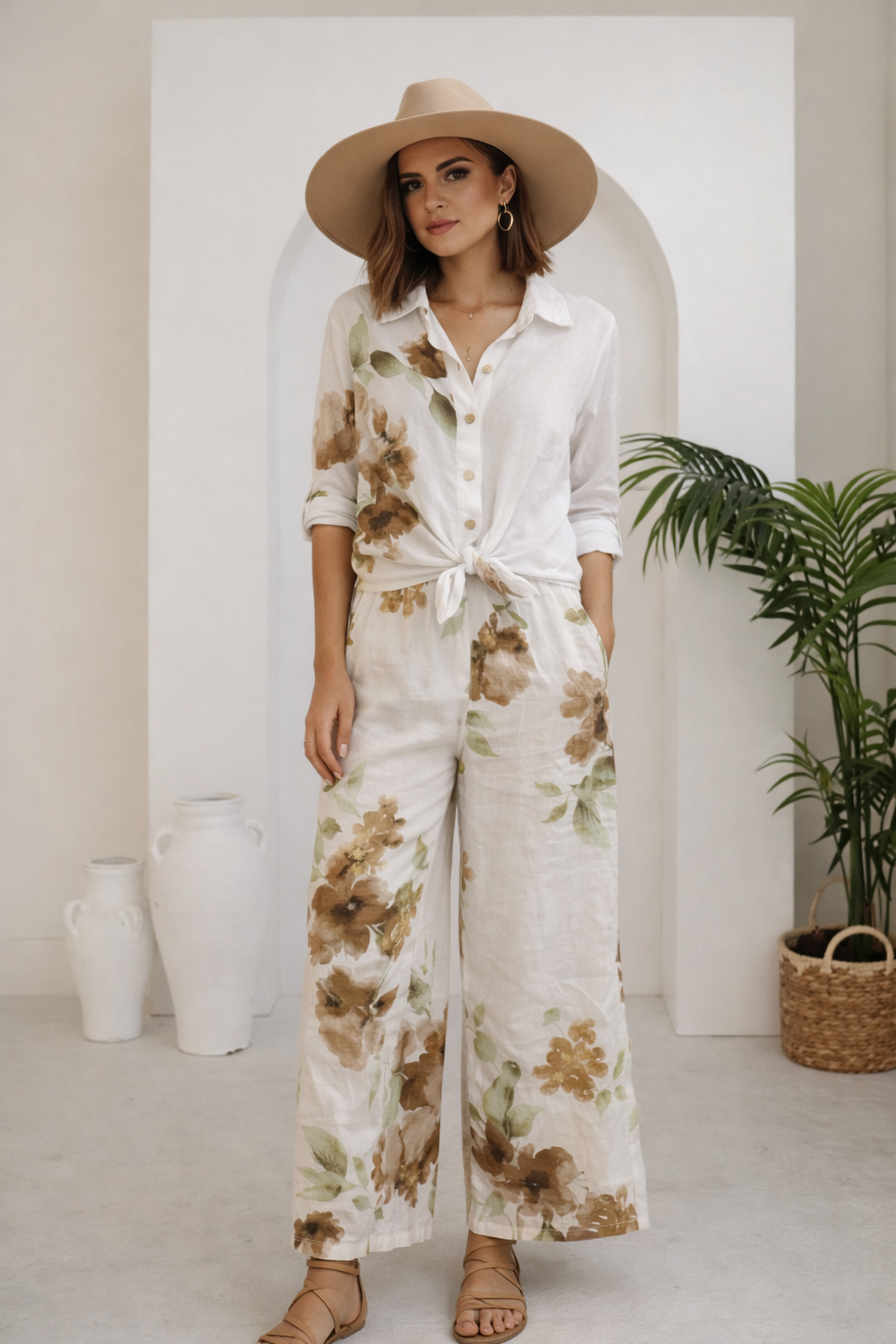 Bella Amour Linen Floral Pants