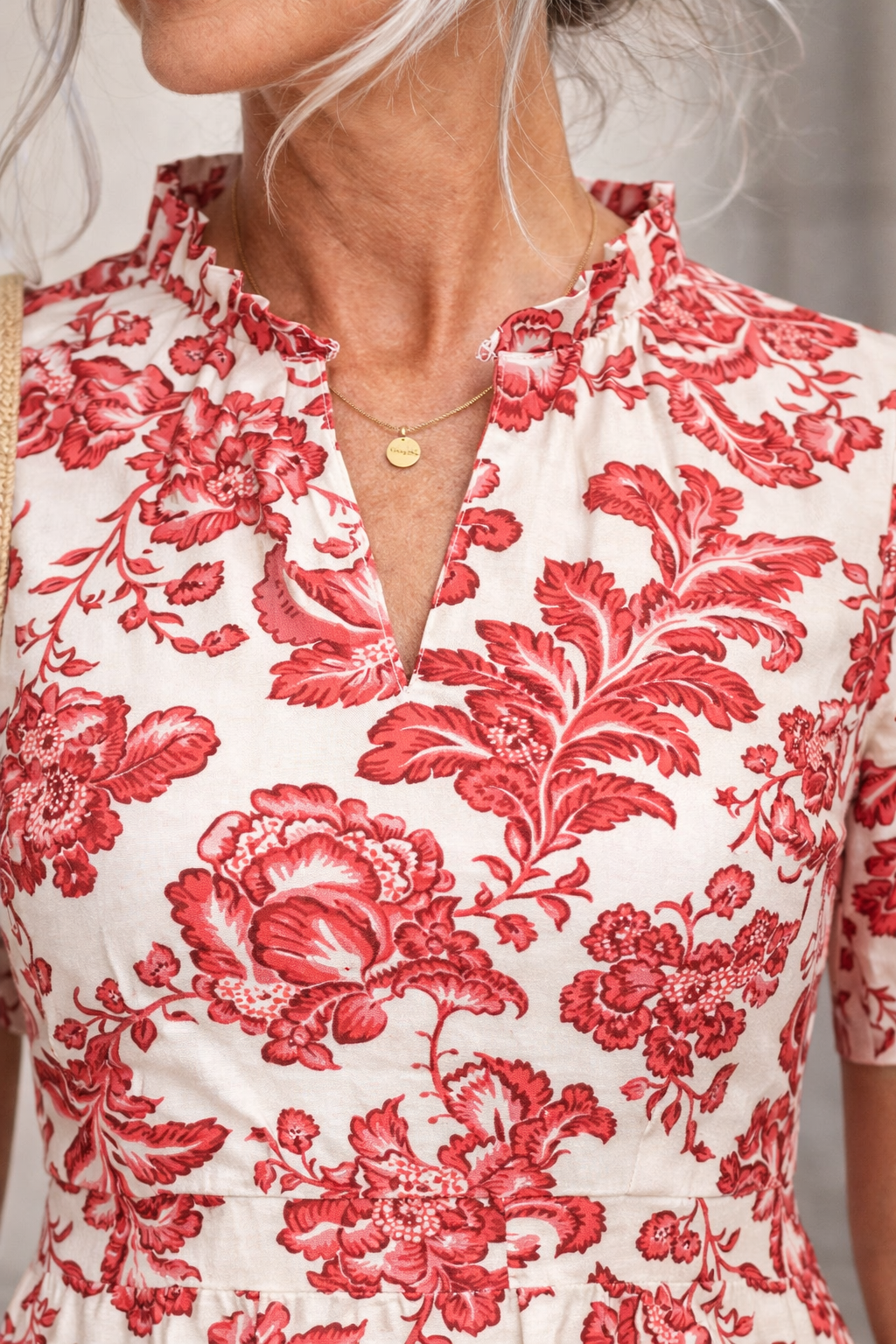 Red Floral Fit And Flare A-Line Dress