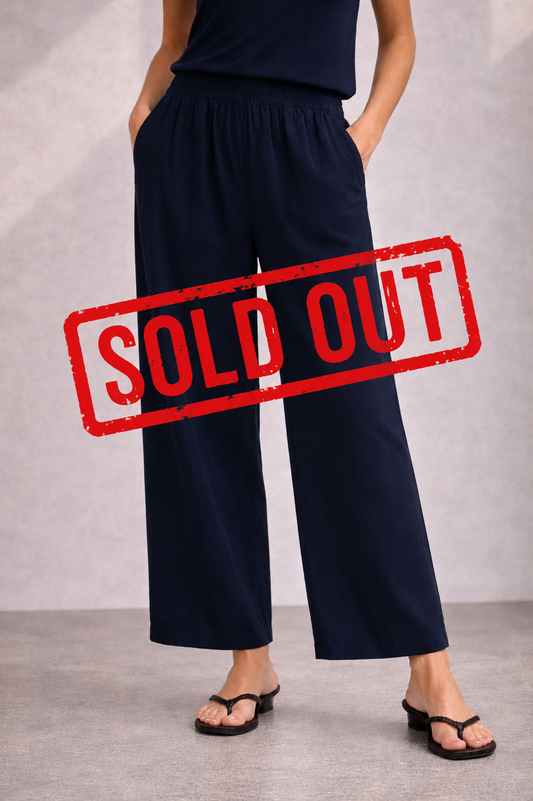 Lightweight Linen Blend Capris Navy | b.young