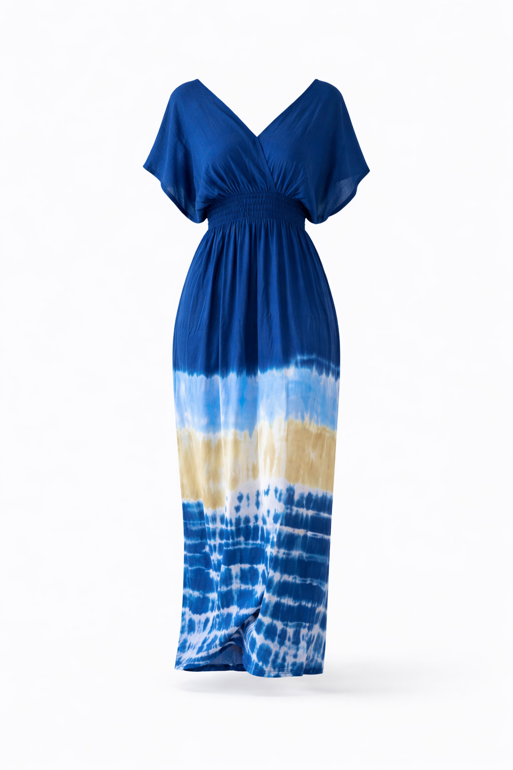 Bali Tie-Dye Maxi Dress – Blue,  Relaxed Fit, Lightweight Rayon,