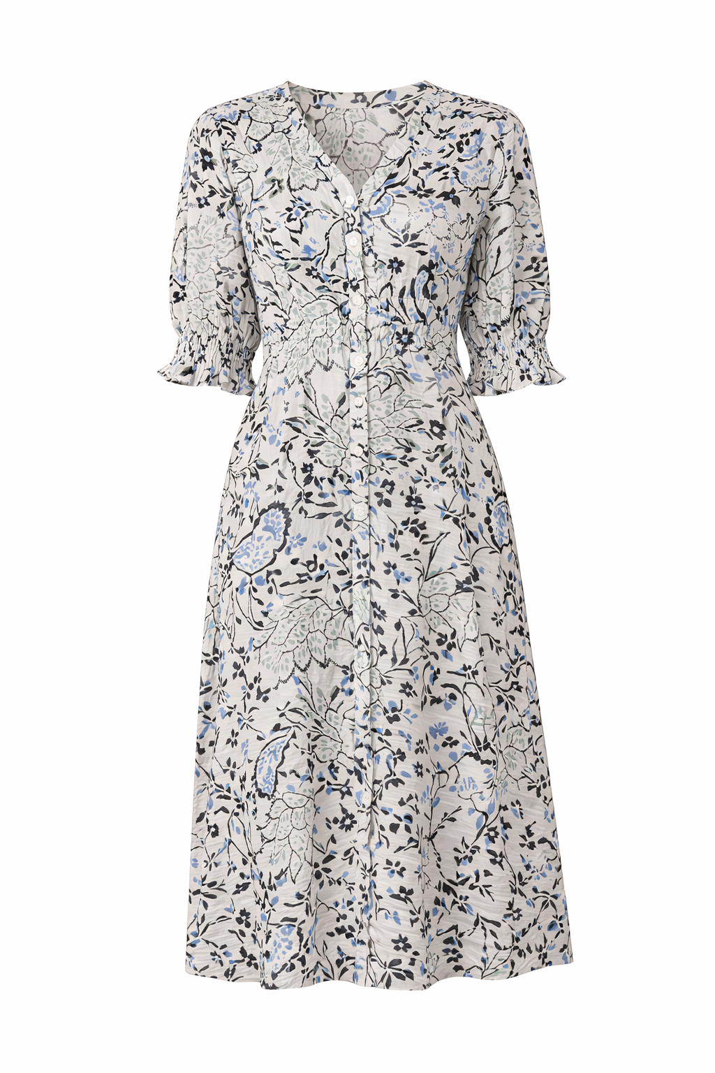 Botanical Button Down Midi Dress | Fransa