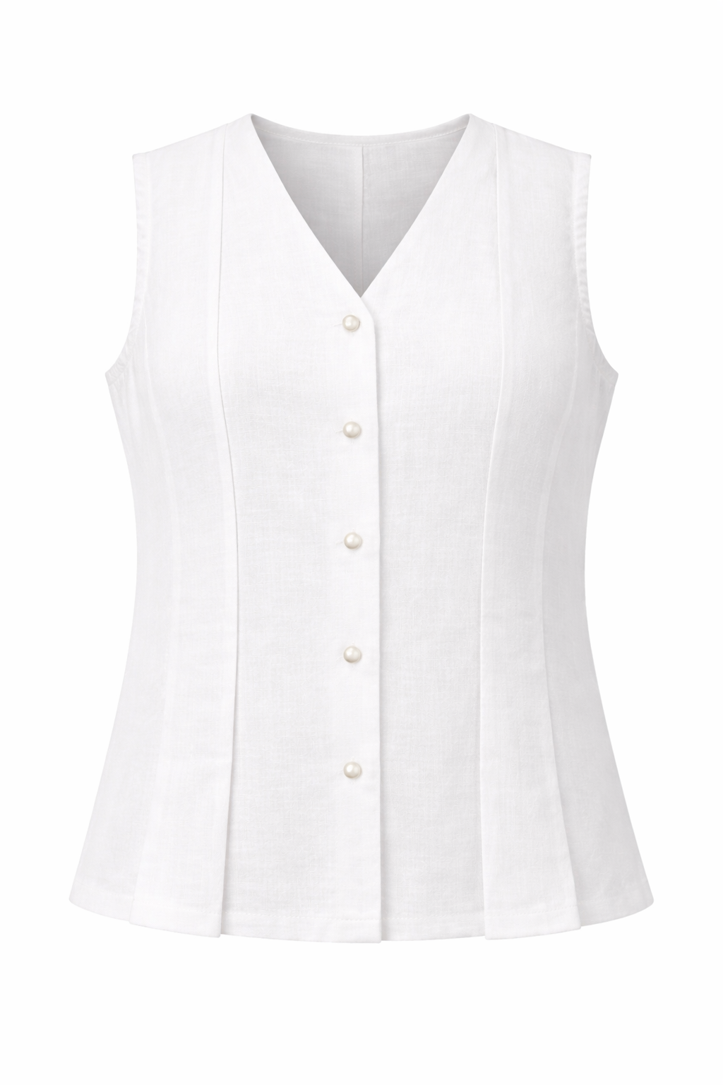 White European Linen Blend Sleeveless Button Front Top – Flattering A-Line Fit | Lightweight Summer Layer (Copy)