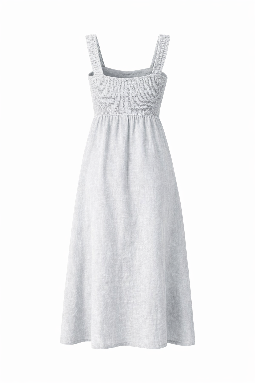 Classic Linen Midi Dress with Side Slit – Soft Grey | Orange Fashion