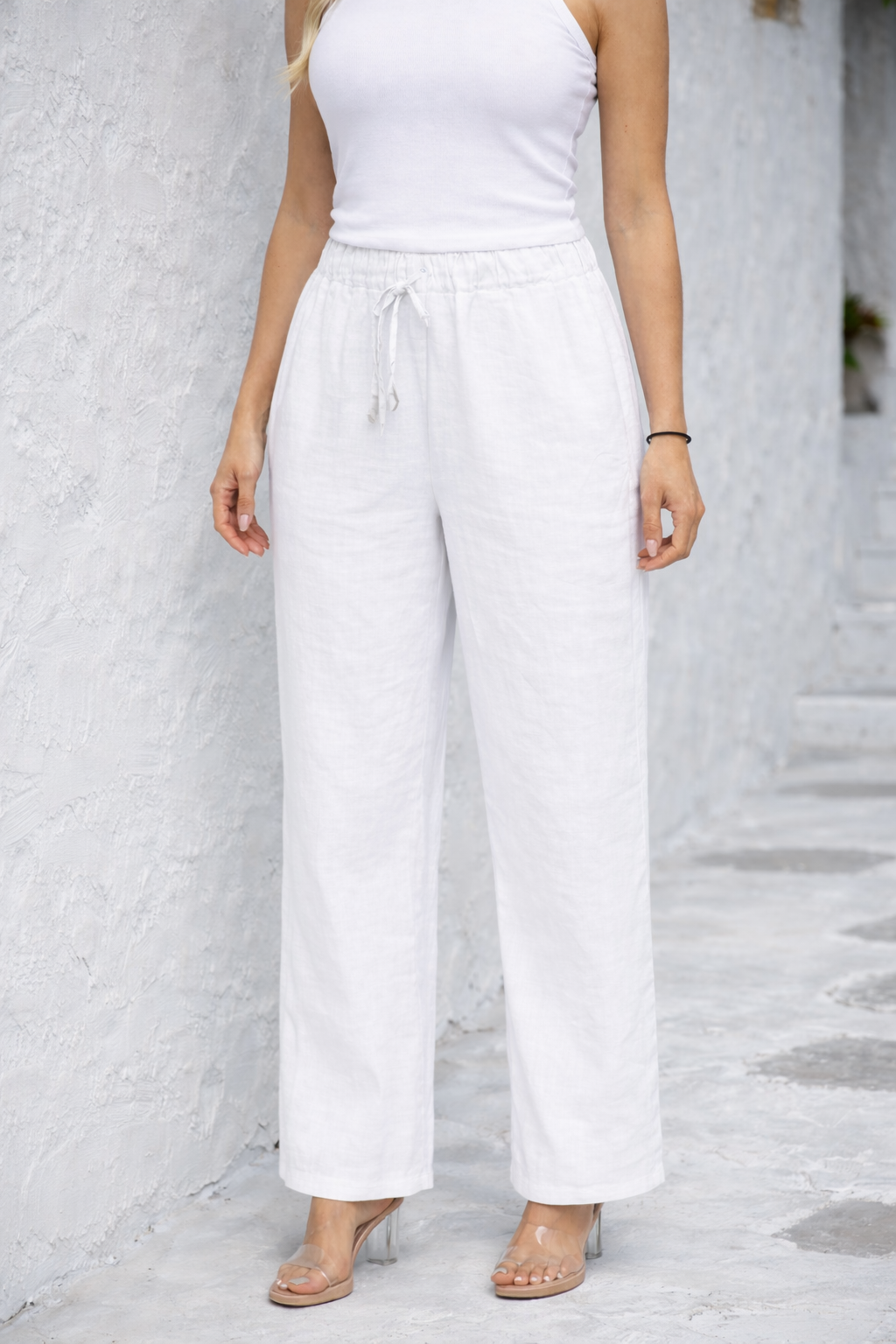 Anita's Relaxed Linen Pants - White