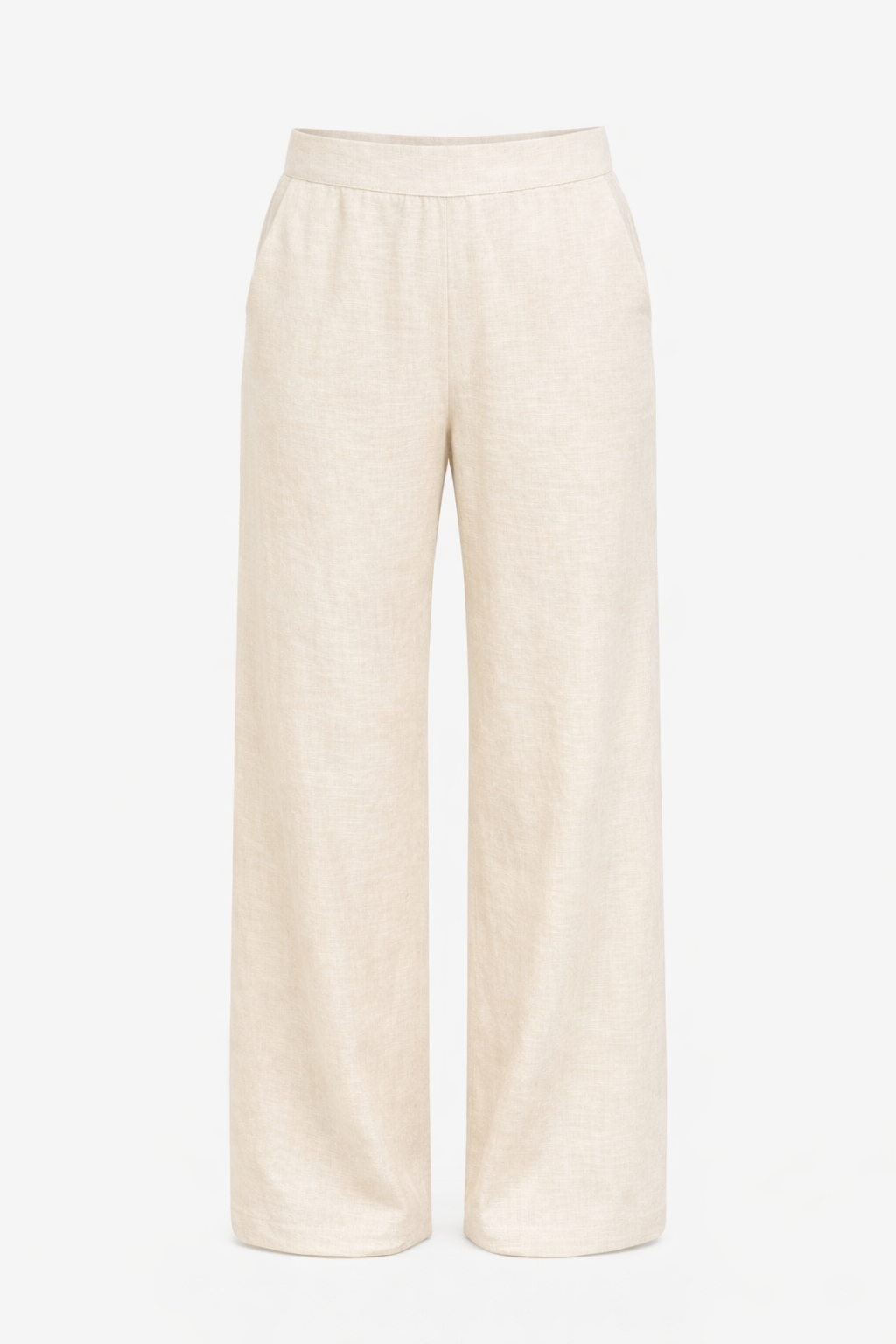 Natural Linen Blend Wide-Leg Pants | ICHI