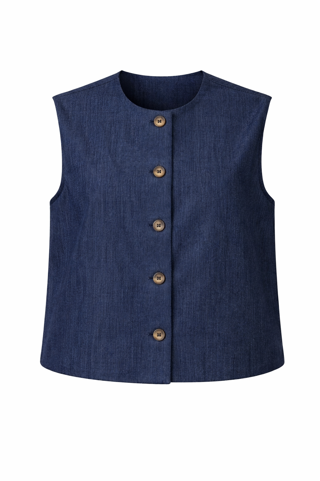 Classic Indigo Button Front Vest | ICHI