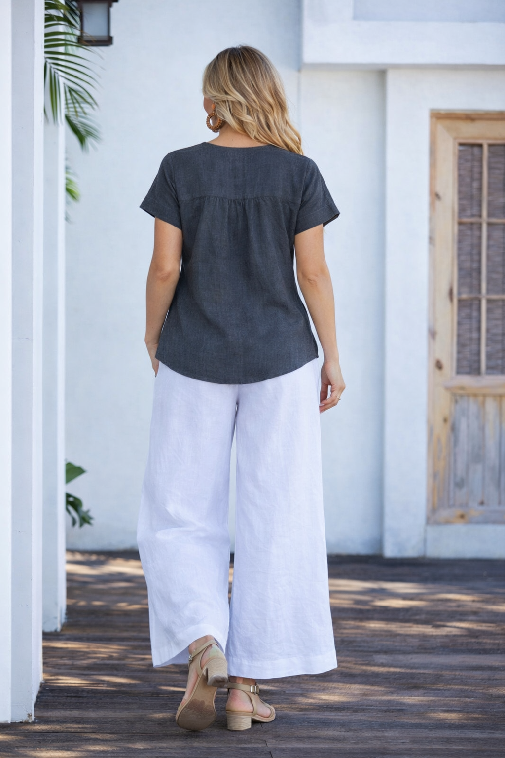 Linen Scalloped Top
