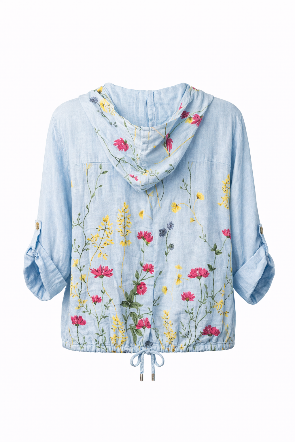 Floral Linen Button-Down Hoodie | SORELLA