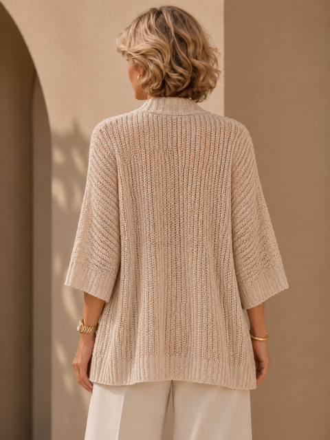 Italian Shimmer Open-Knit Cardigan