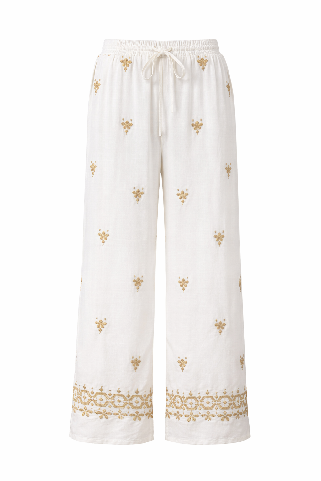 Embroidered Linen Blend Pants | PAPA VANCOUVER