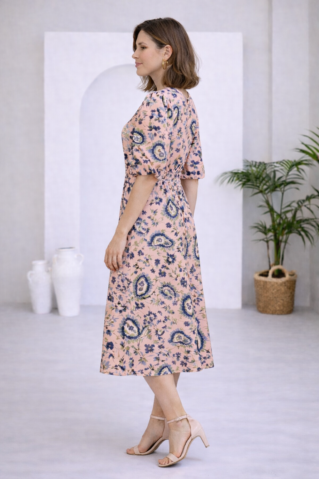 Flowy V-neck Button Down Dress | FRANSA