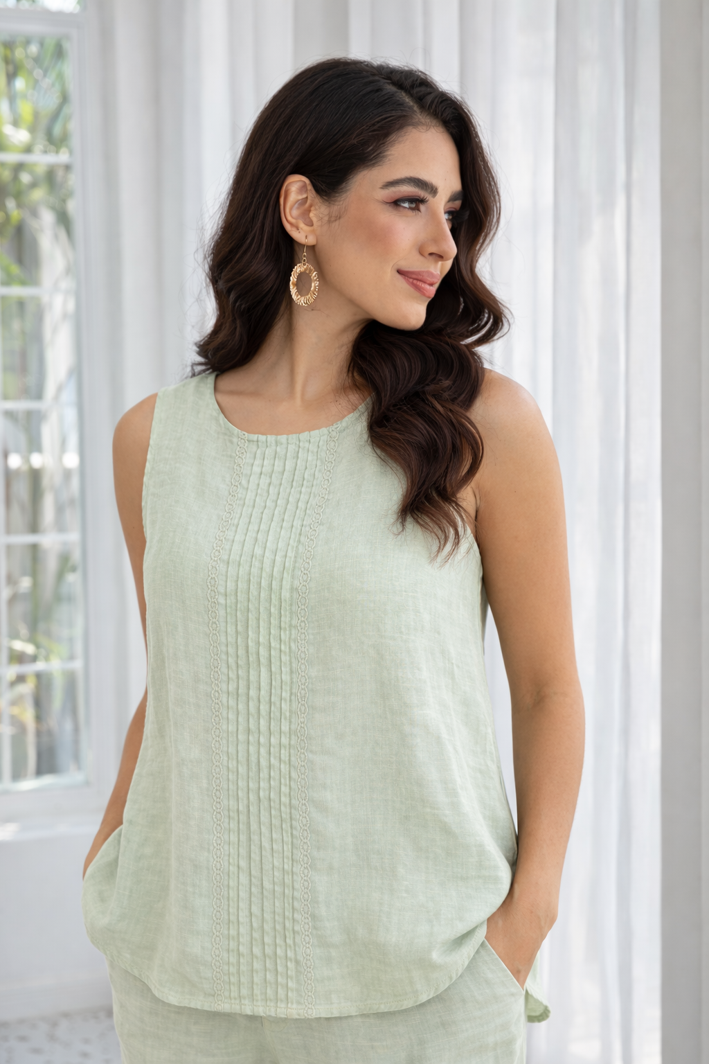 Daphne’s Stitched Detail Top - Mint