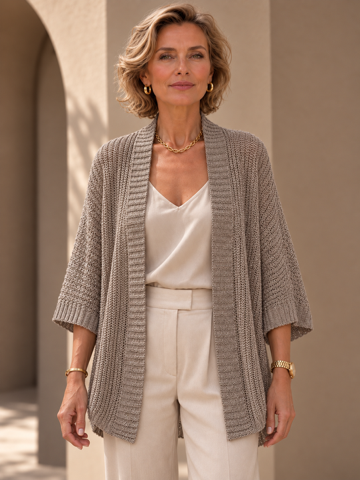 Italian Shimmer Open-Knit Cardigan