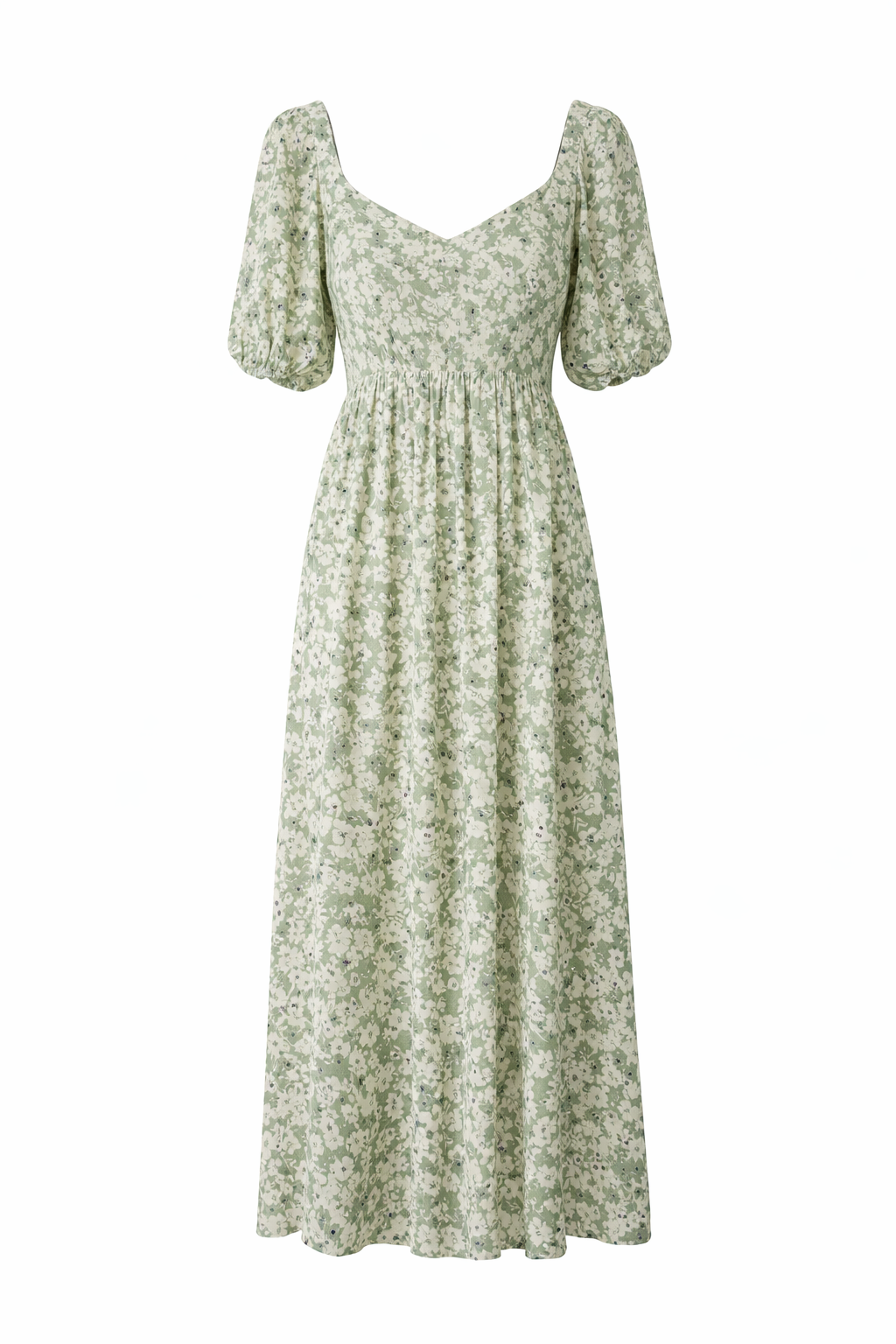 Sage Floral Open-Back Midi Dress