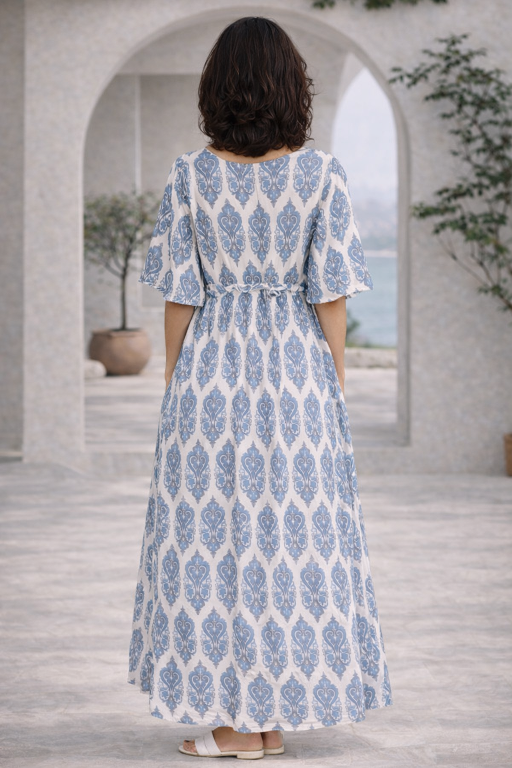 Long Kaftan Dress With Drawstring | b.young