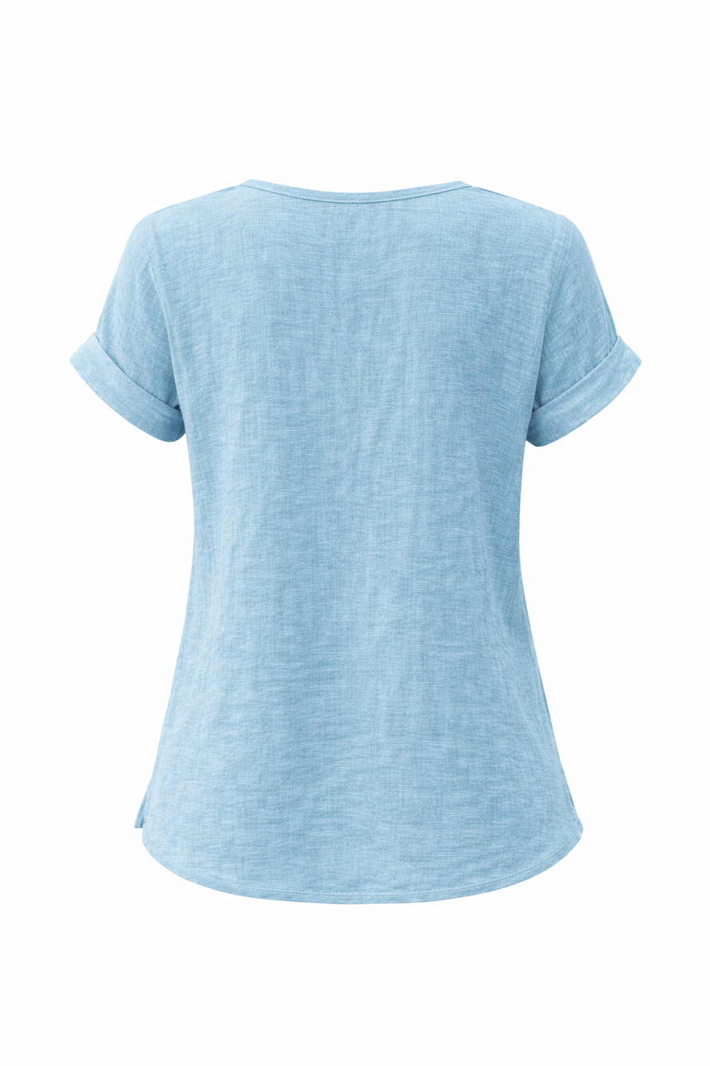 Breezy V-Neck Linen Tee - Powder Blue