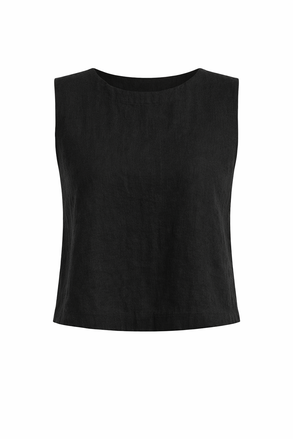 Linen Sleeveless Top – Black Lightweight Summer Blouse