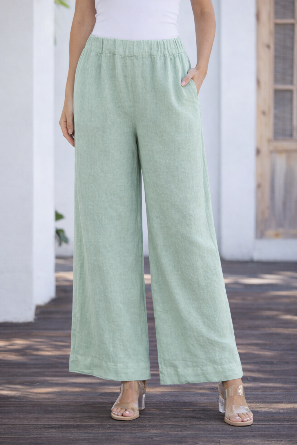 Coastal Linen Pant - Mint