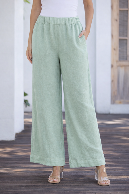 Coastal Linen Pant - Mint
