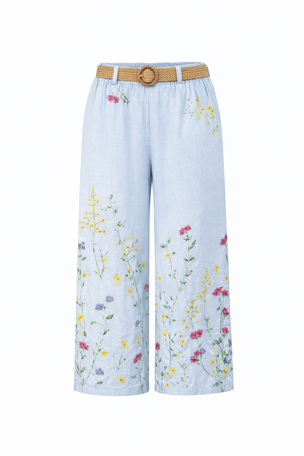 Sorella Floral Linen Pants with Belt